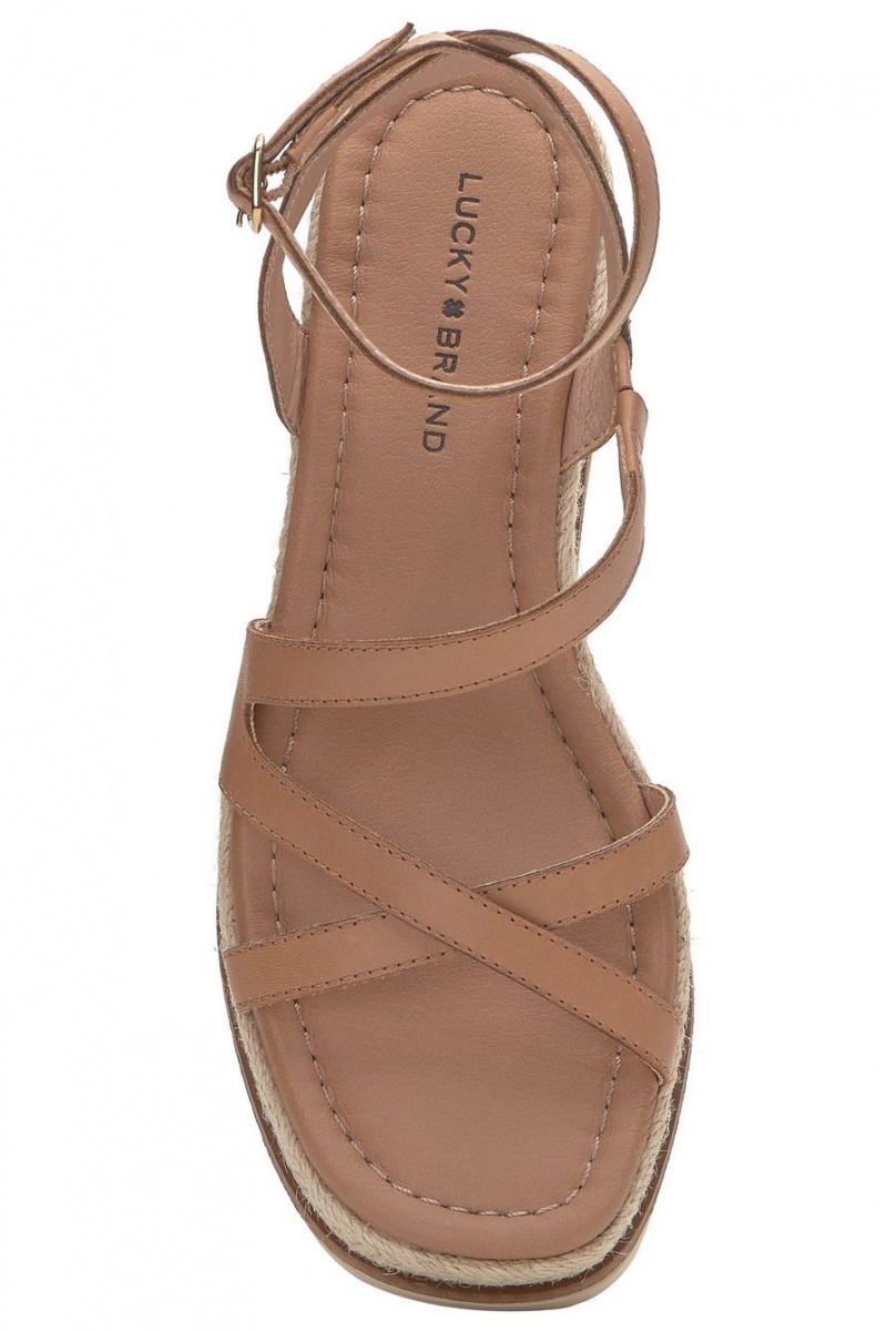 Lucky Brand Carolie Espadrille Women's Wedge Sandals Brown | South Africa-EOQ186437