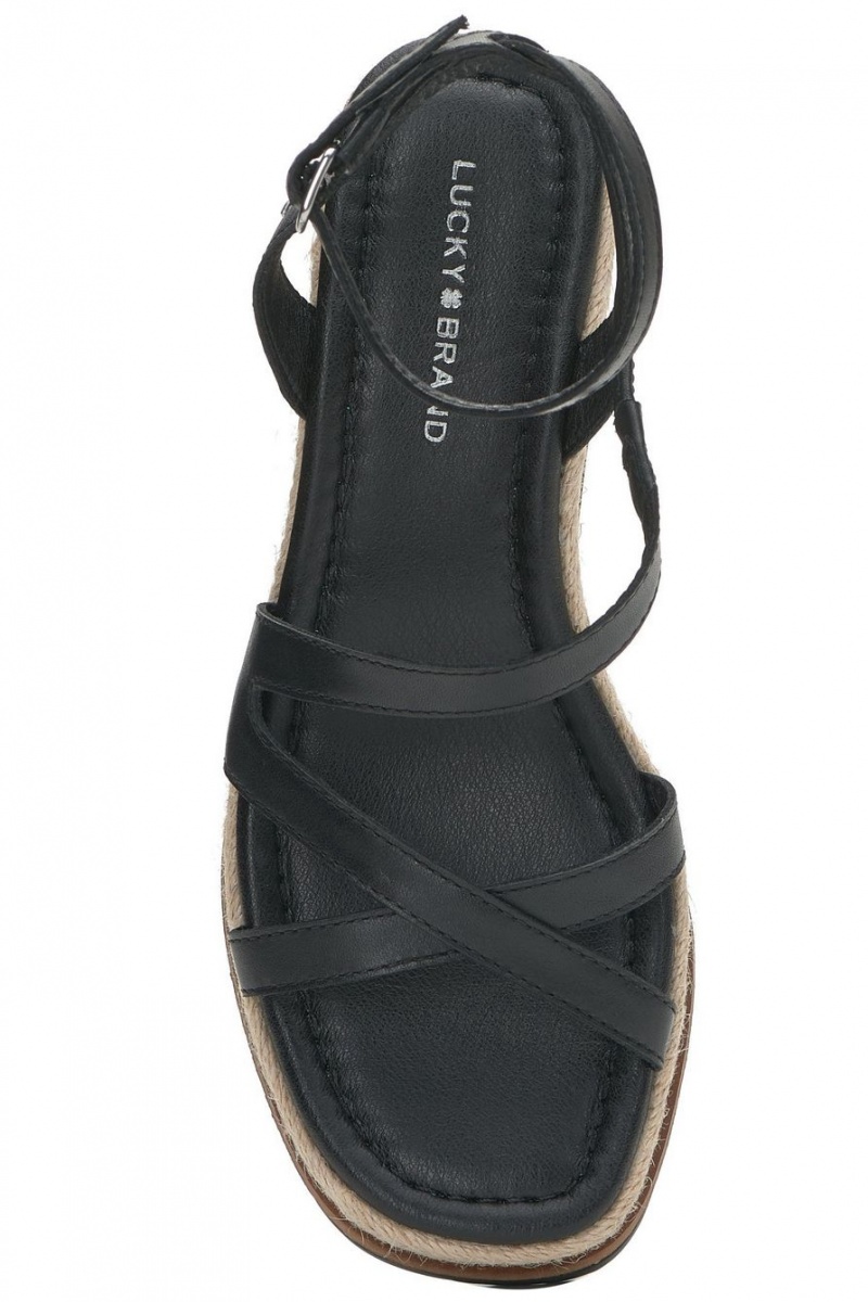 Lucky Brand Carolie Espadrille Women's Wedge Sandals Black | South Africa-NTA086945