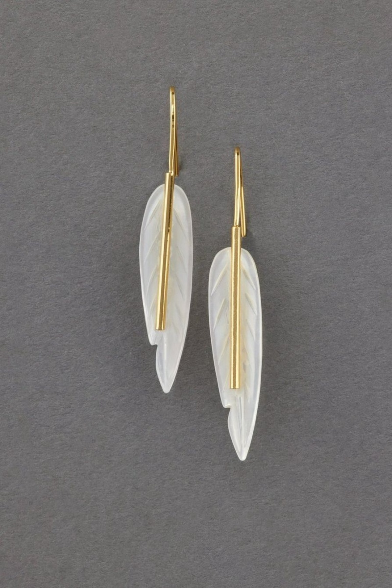 Lucky Brand Carved Shell Feather Women\'s Earrings Gold | South Africa-SLT021569