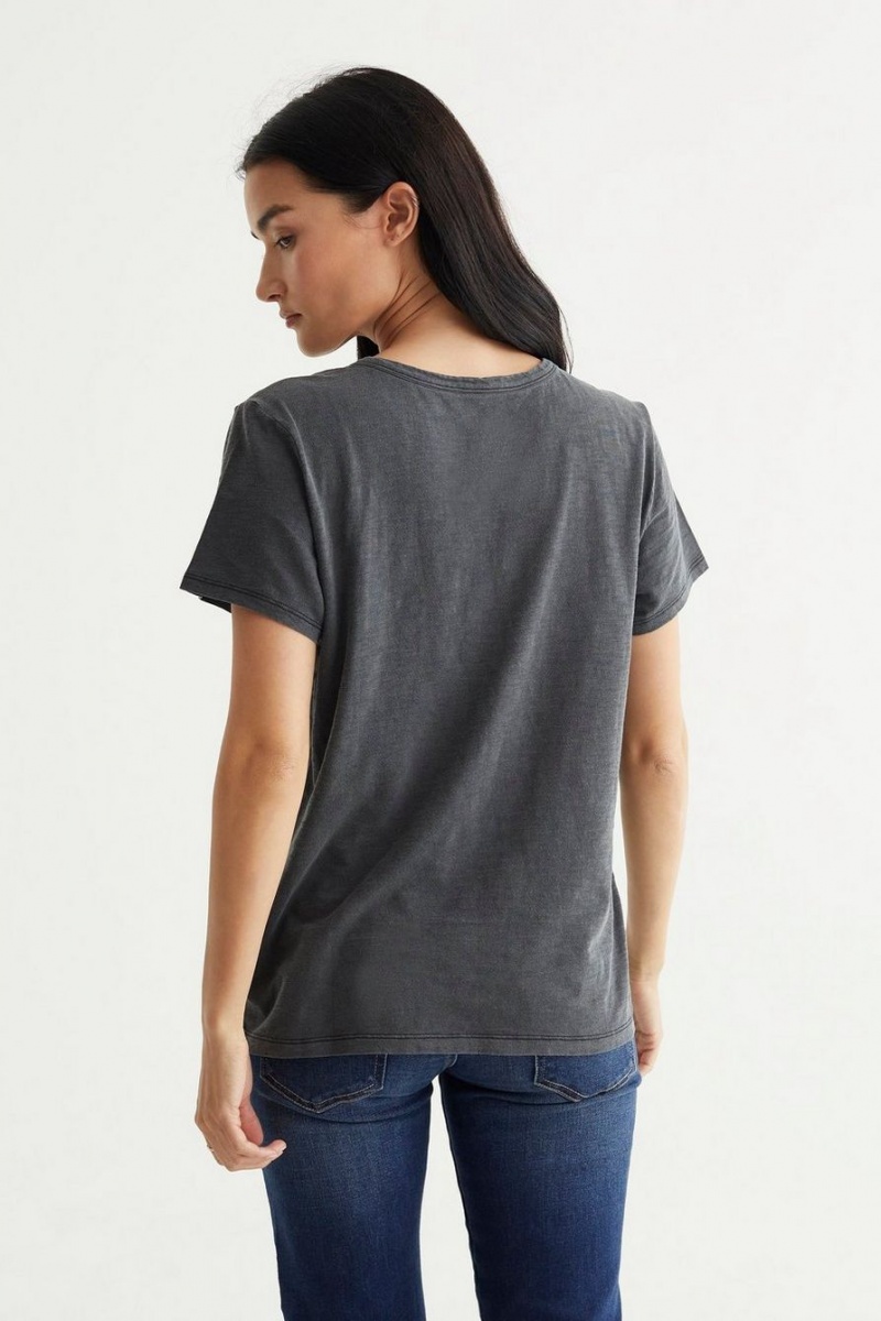 Lucky Brand Classic Crew Women's T-Shirts Black | South Africa-TEF326418