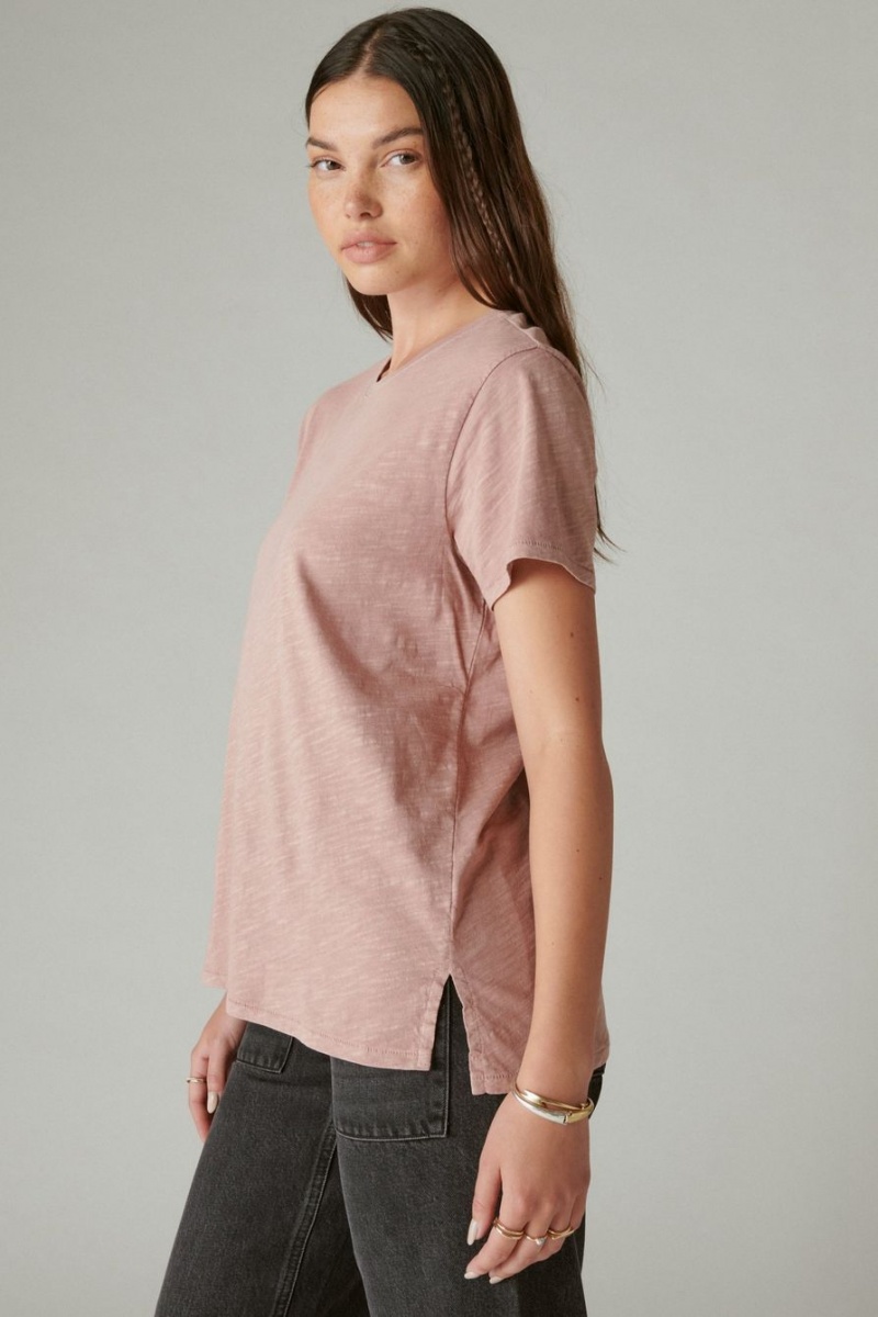 Lucky Brand Classic Crew Women's T-Shirts Rose | South Africa-ZGO425903