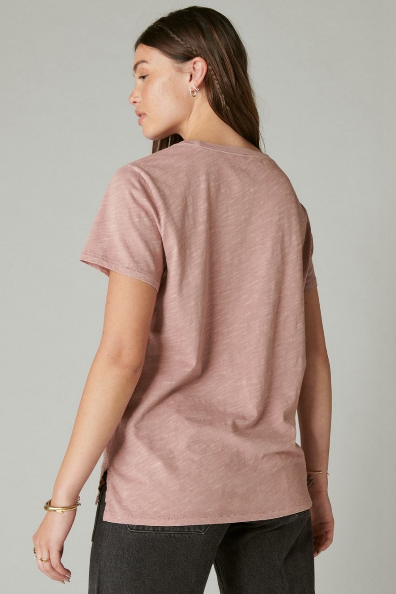 Lucky Brand Classic Crew Women's T-Shirts Rose | South Africa-ZGO425903