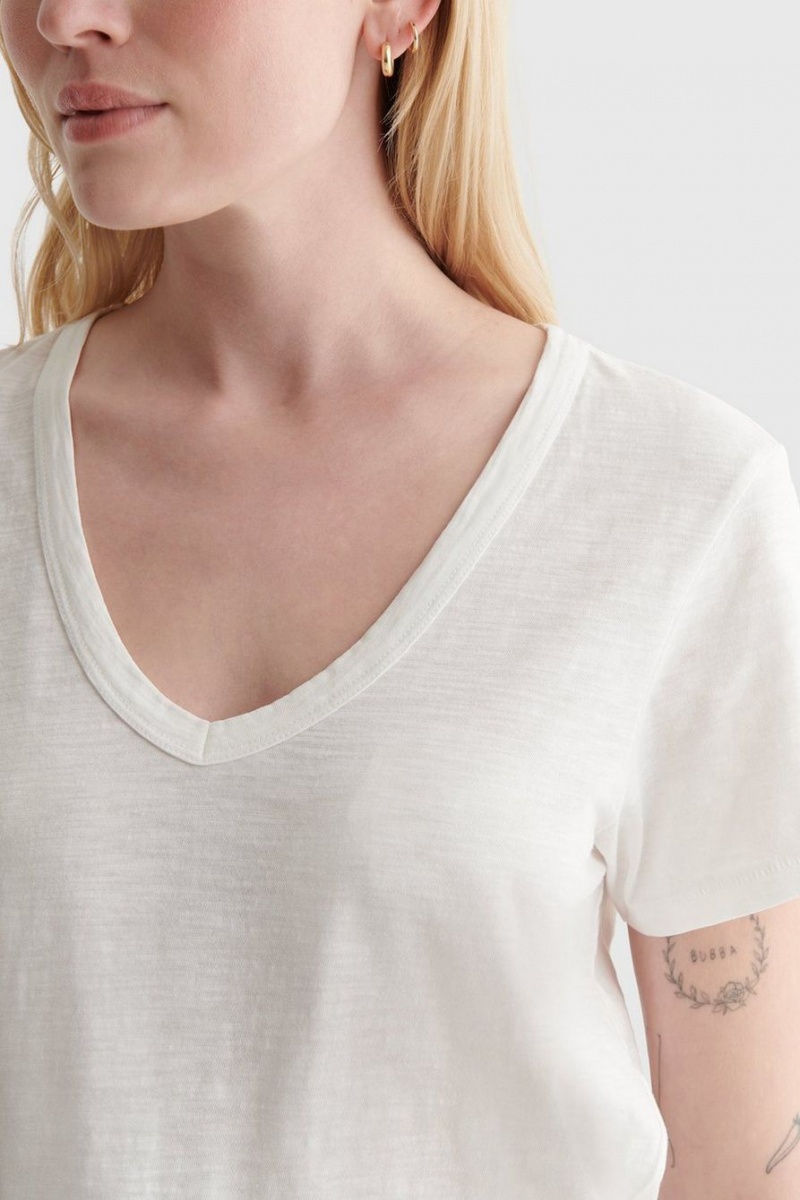 Lucky Brand Classic V-neck Women's T-Shirts White | South Africa-OCY213567