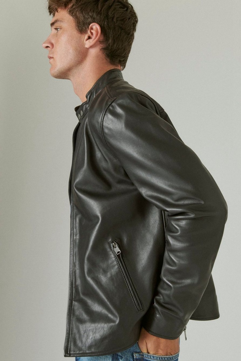 Lucky Brand Clean Leather Bonneville Men's Jacket Black | South Africa-PTY209867