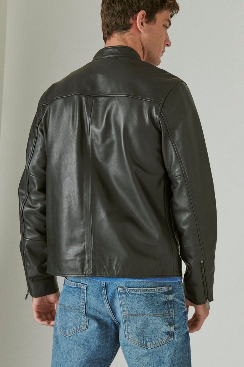 Lucky Brand Clean Leather Bonneville Men's Jacket Black | South Africa-PTY209867