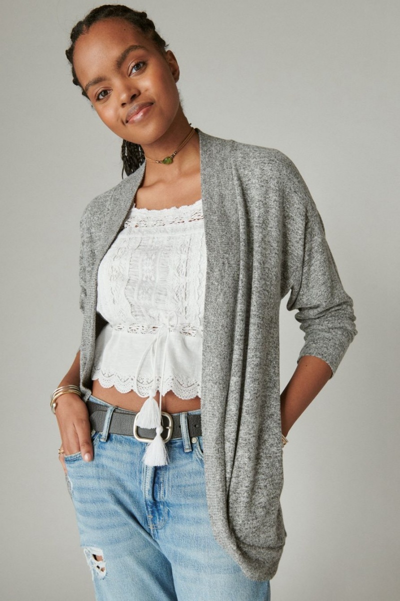 Lucky Brand Cloud Jersey Shawl Collar Women\'s Cardigan Grey | South Africa-KOD258164