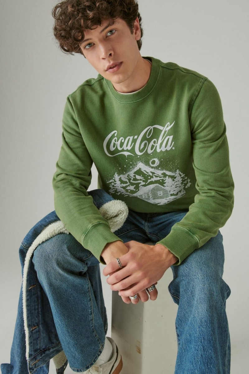 Lucky Brand Coca Cola Cabin Men\'s Hoodie Green | South Africa-QCN469853