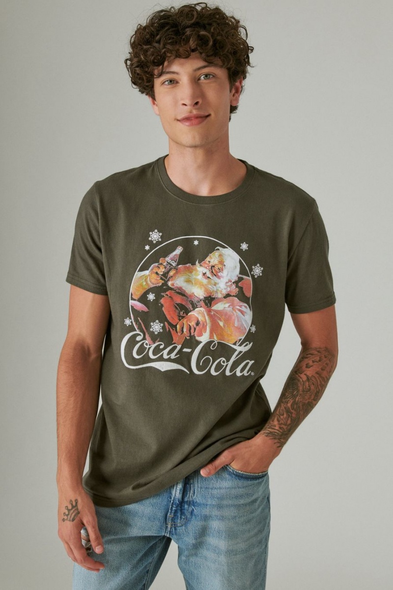 Lucky Brand Coke Santa Men\'s T-Shirts Dark Grey | South Africa-ETO258794