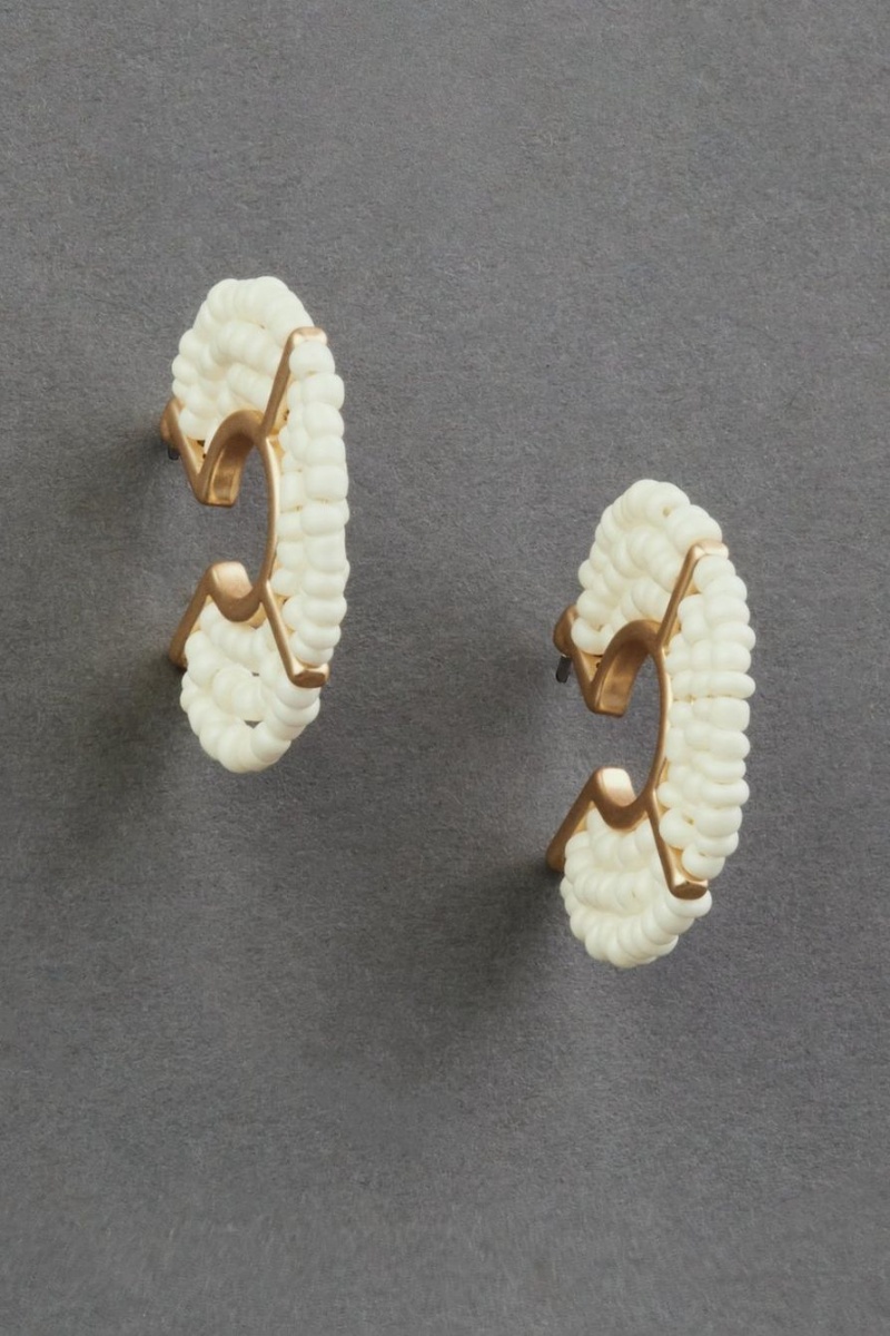 Lucky Brand Cream Beaded Hoop Women\'s Earrings Gold | South Africa-BLQ913065