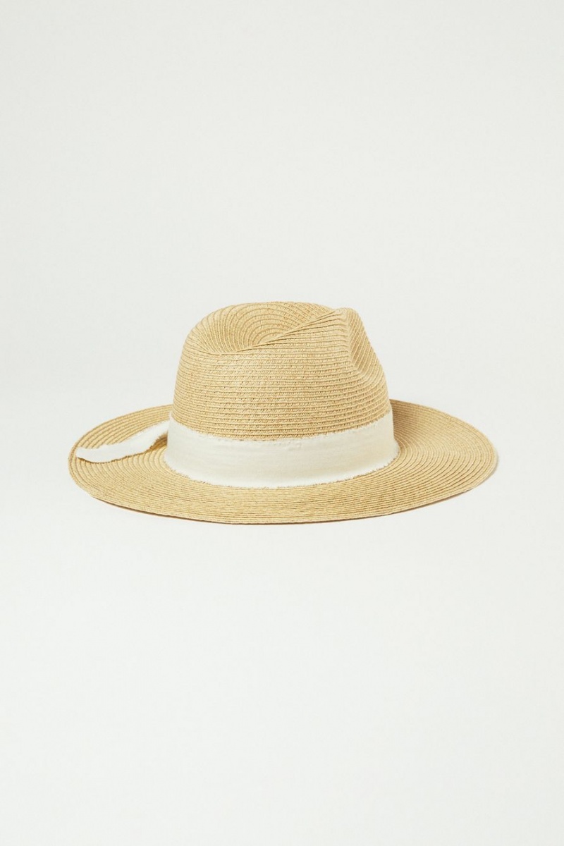 Lucky Brand Cream Ribbon Ranger Women\'s Hat Beige | South Africa-PHW298106