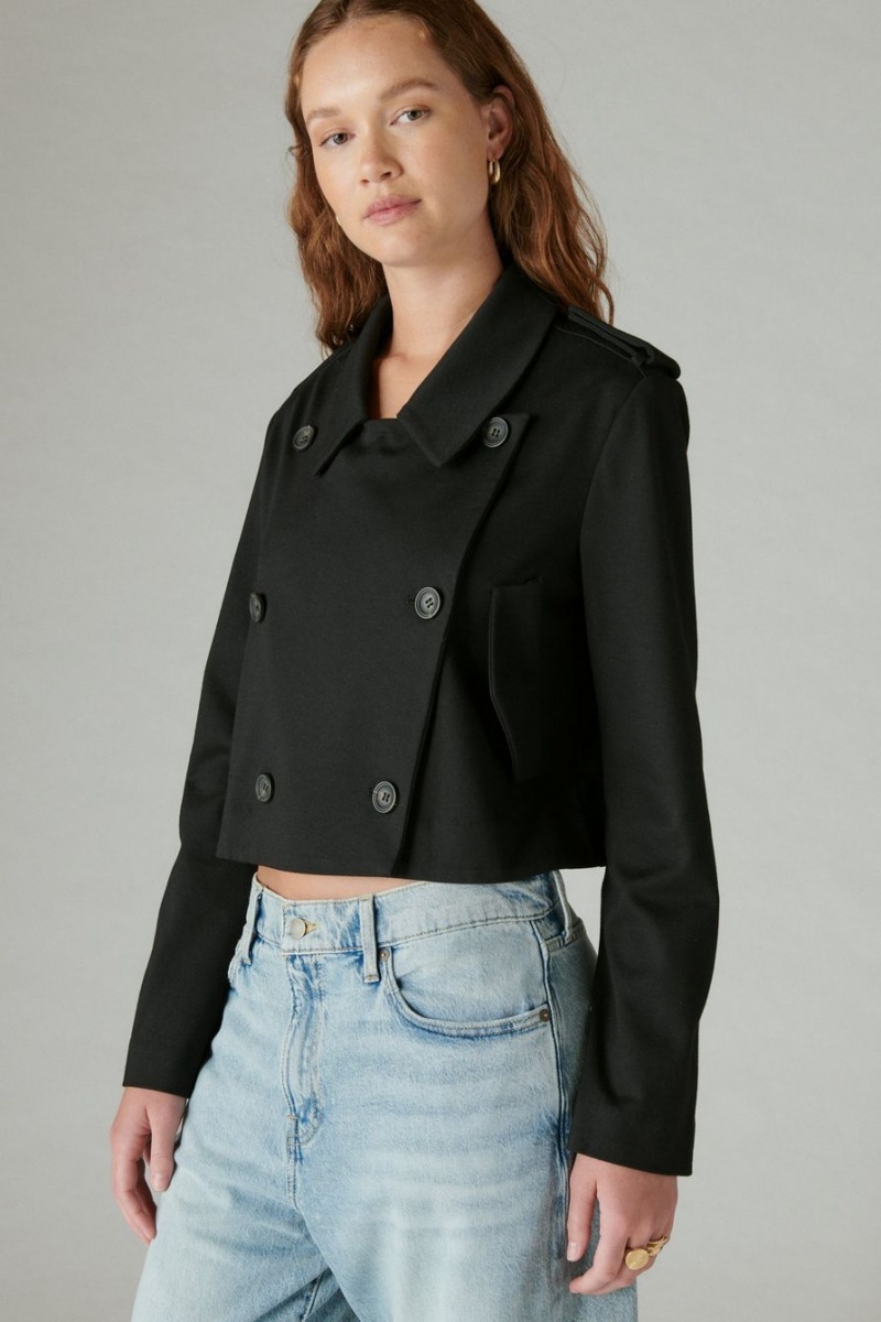 Lucky Brand Cropped Ponte Women's Blazer Black | South Africa-AXE107895