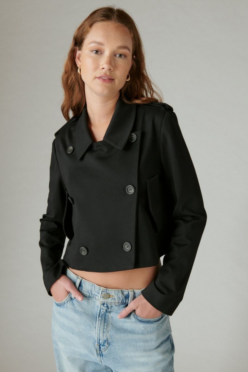 Lucky Brand Cropped Ponte Women's Blazer Black | South Africa-AXE107895