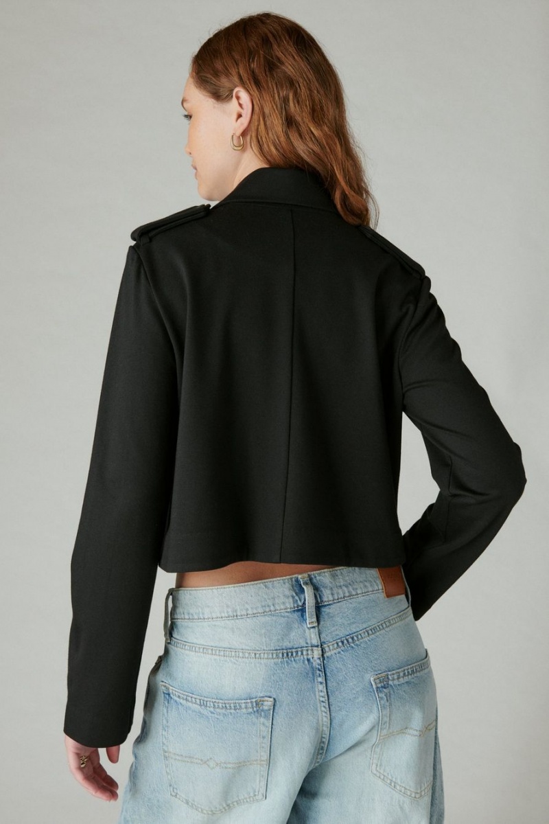 Lucky Brand Cropped Ponte Women's Blazer Black | South Africa-AXE107895