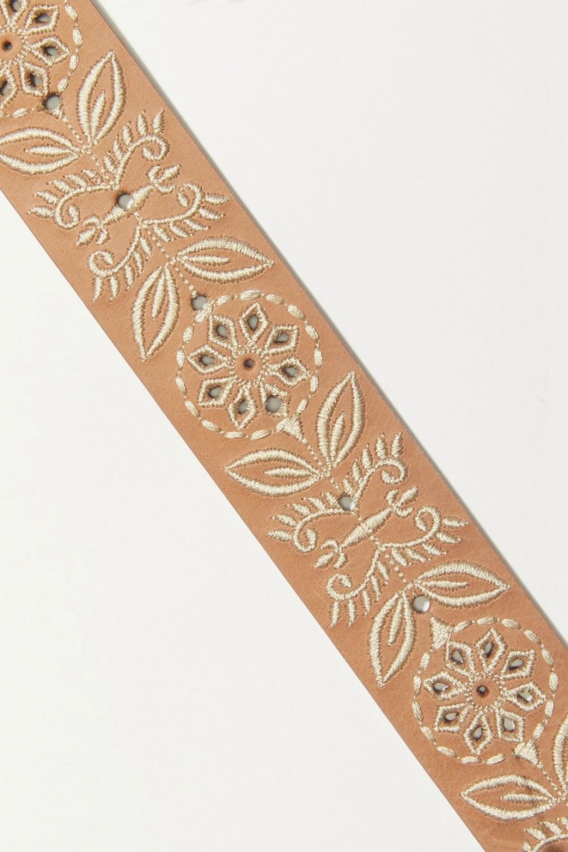 Lucky Brand Delicate Floral Embroidered Women's Belts Beige | South Africa-YPF153902