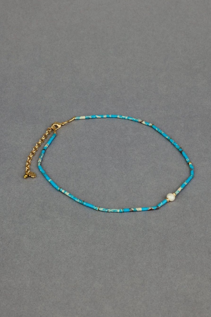 Lucky Brand Delicate Turquoise Collar Women\'s Necklace Gold | South Africa-WZT361950