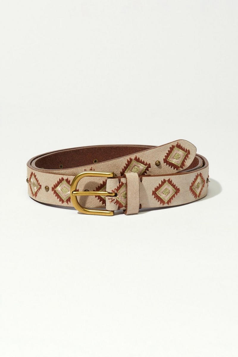 Lucky Brand Desert Embroidered Women\'s Belts Grey | South Africa-BOH194602