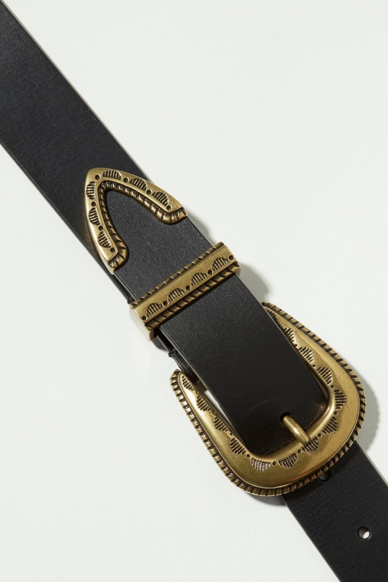 Lucky Brand Detailed Buckle Women's Belts Black | South Africa-WIL659032