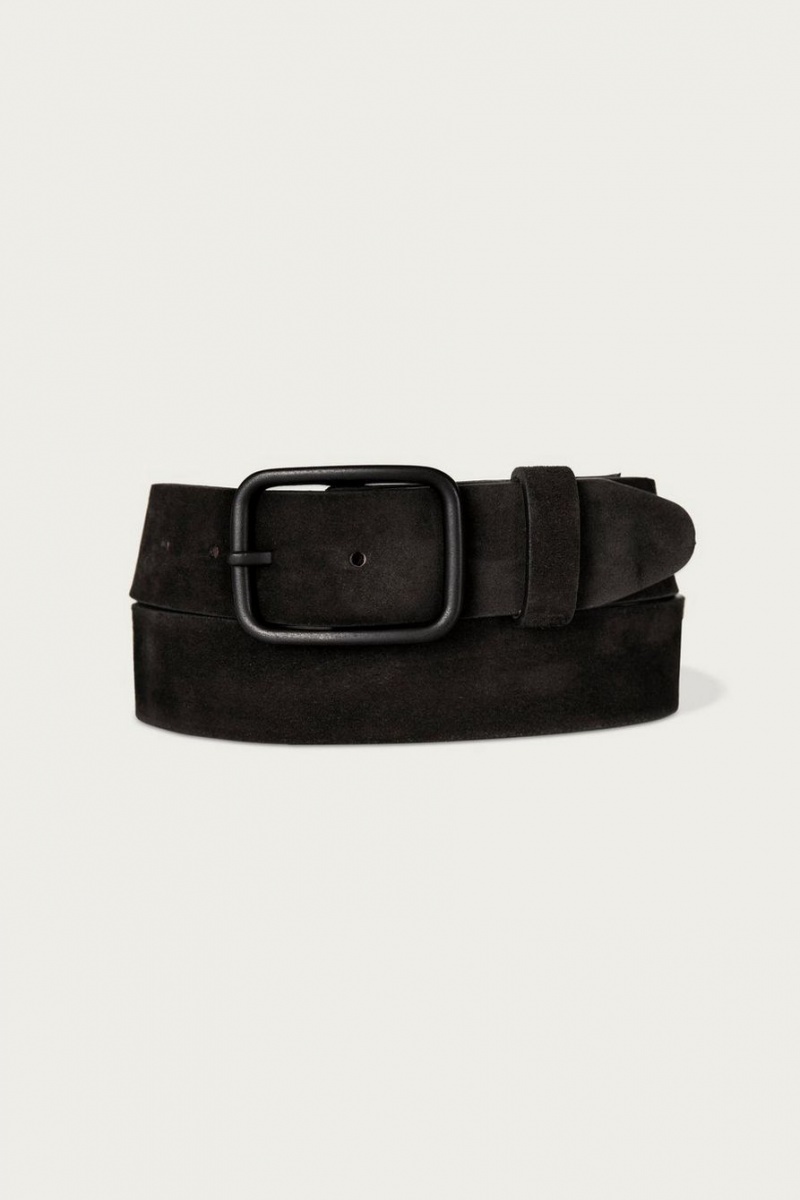 Lucky Brand Distressed Suede Leather Men\'s Belts Black | South Africa-IEA406852