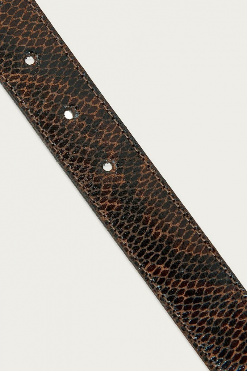 Lucky Brand Double Ring Snakeskin Women's Belts Dark Brown | South Africa-JBD836014