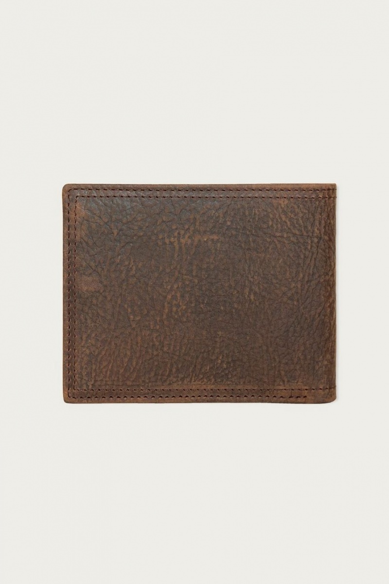 Lucky Brand Double Stitched Leather Bifold Men's Wallet Dark Brown | South Africa-TVQ806579