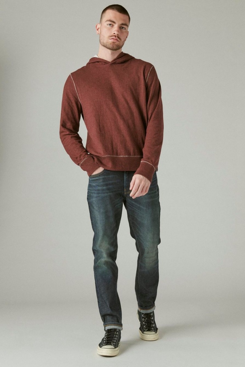 Lucky Brand Duofold Men's Hoodie Burgandy | South Africa-PEH462809