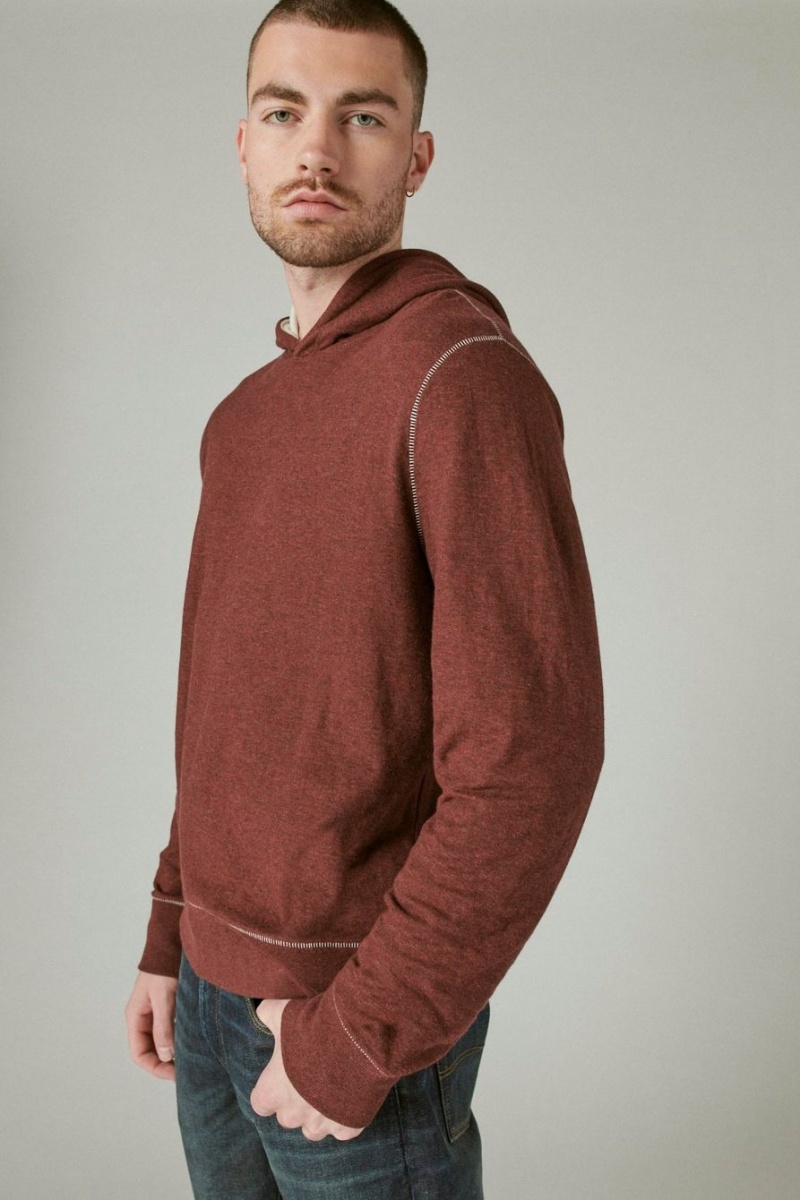 Lucky Brand Duofold Men's Hoodie Burgandy | South Africa-PEH462809