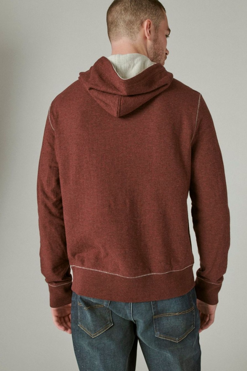 Lucky Brand Duofold Men's Hoodie Burgandy | South Africa-PEH462809