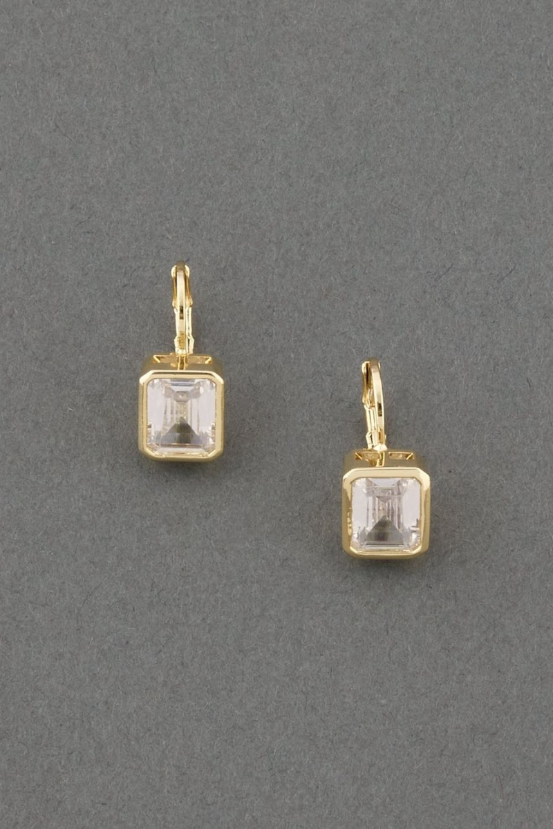 Lucky Brand Emerald Cut Women\'s Earrings Gold | South Africa-ZXU805261