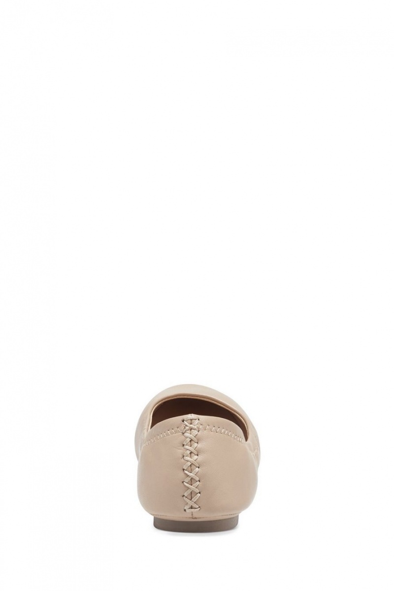 Lucky Brand Emmie Ballet Leather Women's Flats Beige | South Africa-VMQ615743