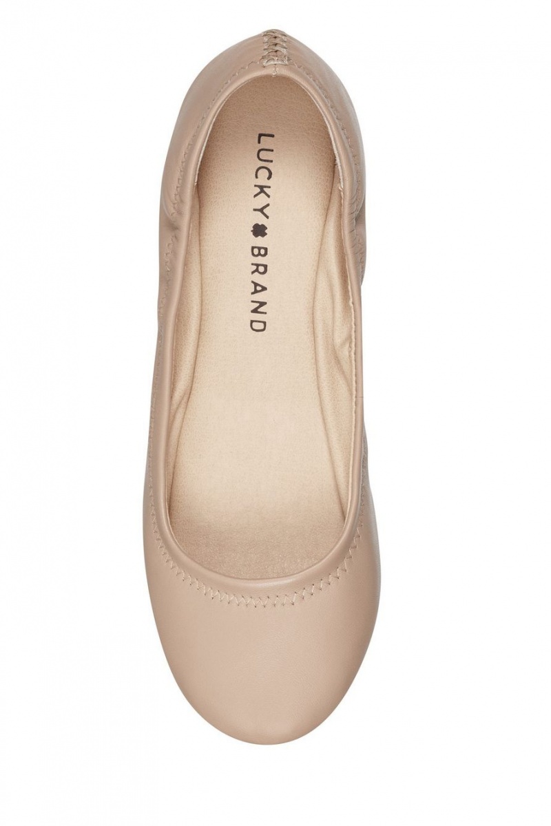 Lucky Brand Emmie Ballet Leather Women's Flats Beige | South Africa-VMQ615743