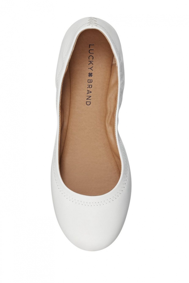 Lucky Brand Emmie Ballet Leather Women's Flats White / Beige | South Africa-RHI762031