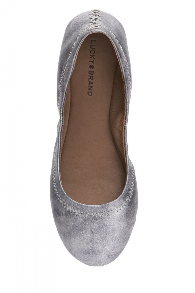 Lucky Brand Emmie Ballet Leather Women's Flats Grey | South Africa-DFV540796