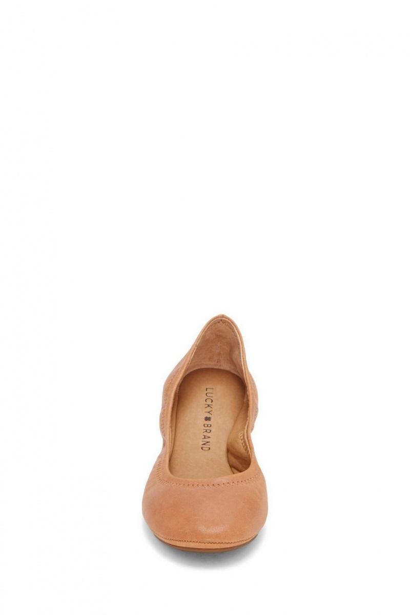 Lucky Brand Emmie Ballet Leather Women's Flats Brown | South Africa-KCQ071485