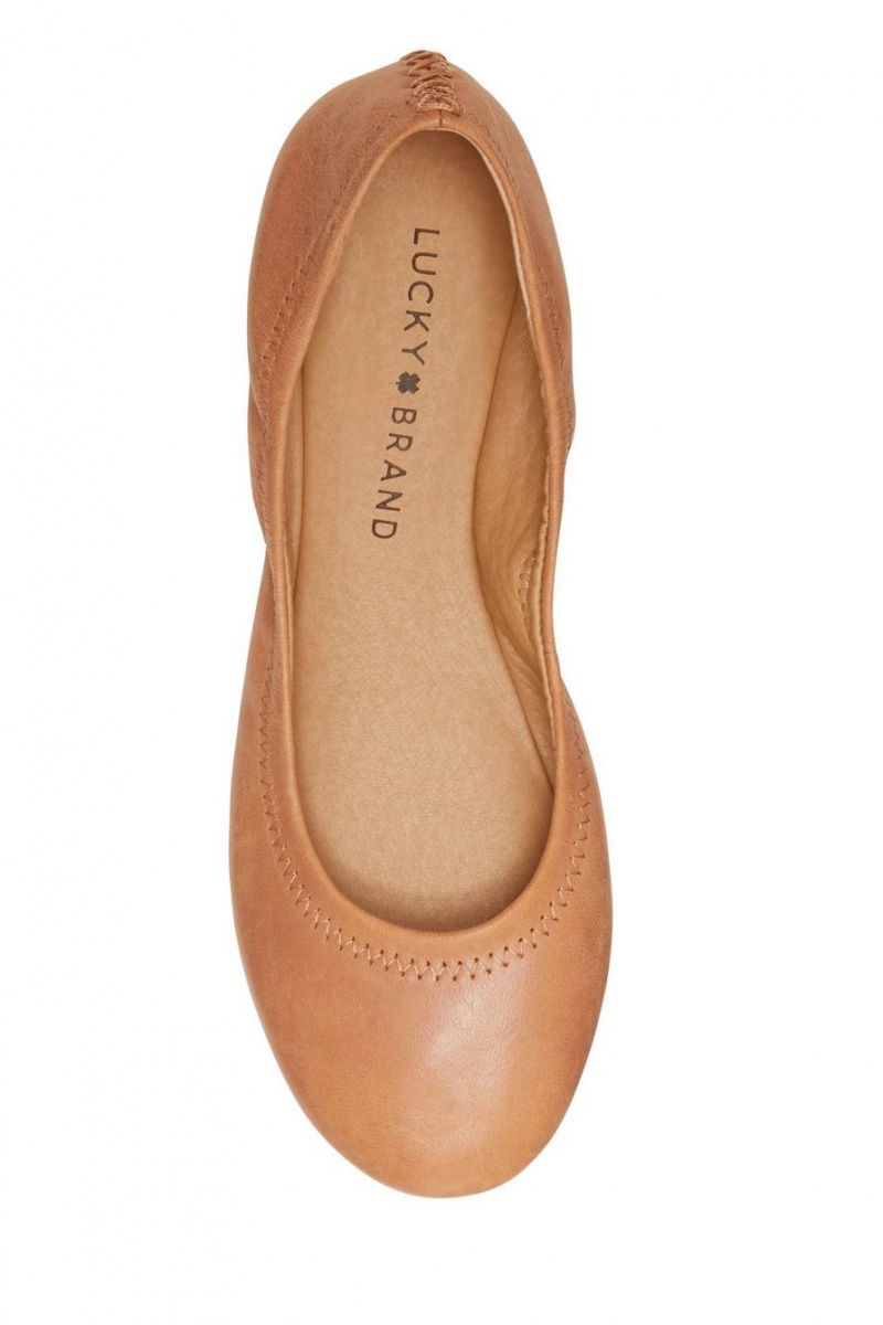 Lucky Brand Emmie Ballet Leather Women's Flats Brown | South Africa-KCQ071485