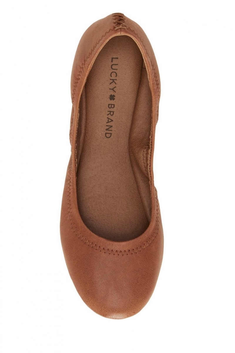 Lucky Brand Emmie Ballet Leather Women's Flats Brown | South Africa-YUD295361