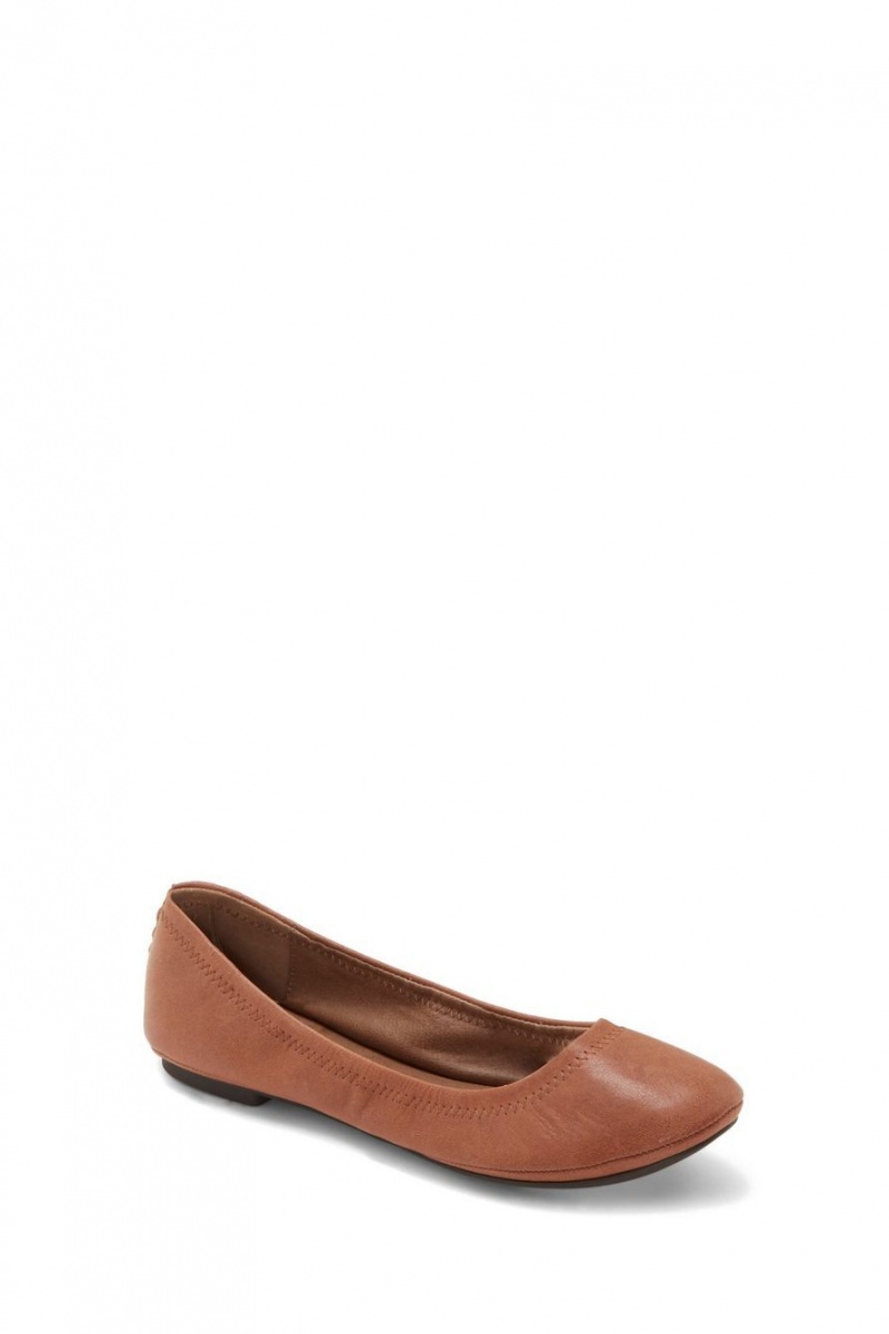 Lucky Brand Emmie Ballet Leather Women\'s Flats Brown | South Africa-YUD295361