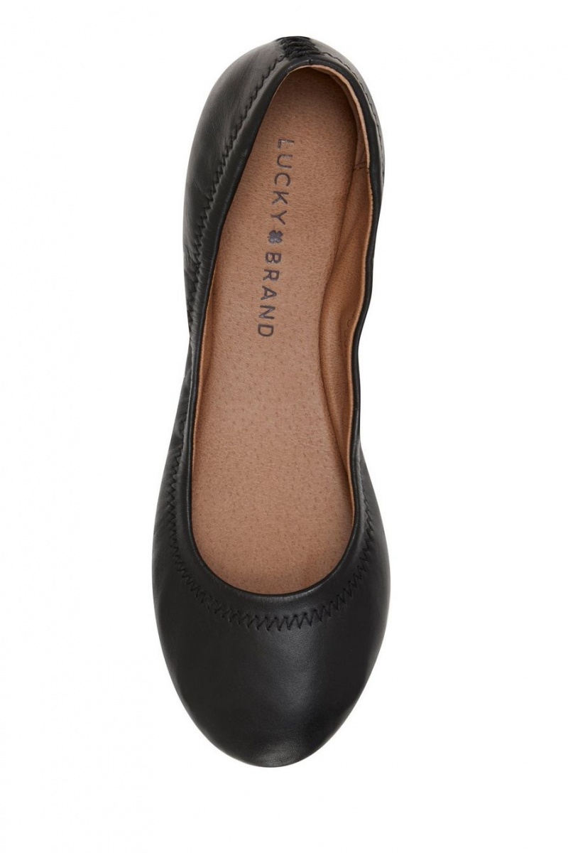 Lucky Brand Emmie Ballet Leather Women's Flats Black | South Africa-DNH695873