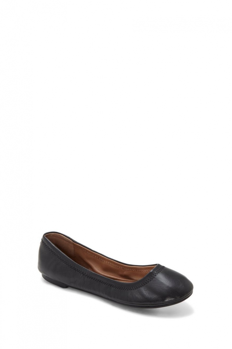 Lucky Brand Emmie Ballet Leather Women\'s Flats Black | South Africa-DNH695873