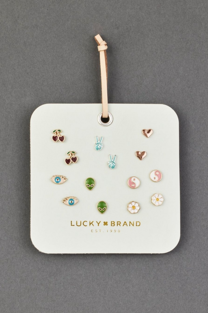 Lucky Brand Enamel Mint Leather Women\'s Stud Earrings Multicolor | South Africa-QST782564