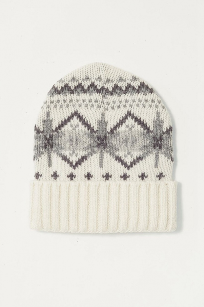 Lucky Brand Fair Isle Women\'s Beanie White / Grey | South Africa-OVQ147920