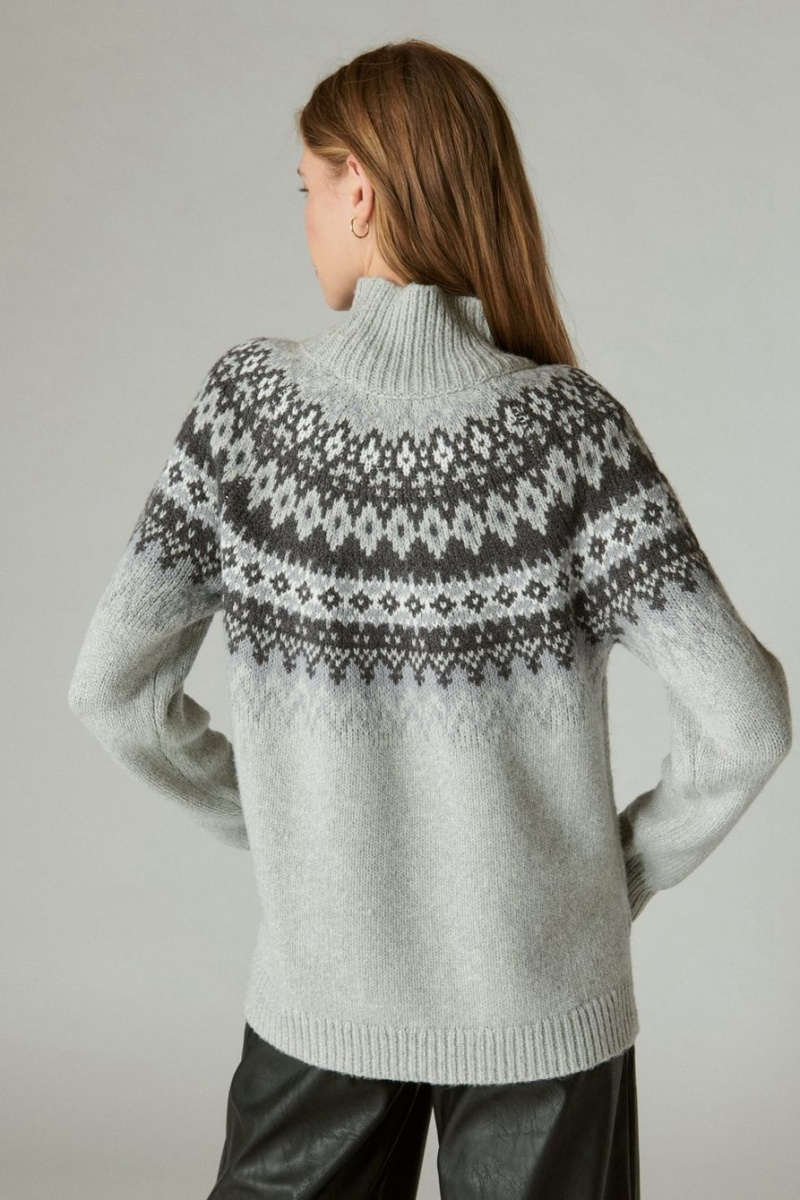 Lucky Brand Fairisle Turtleneck Women's Pullover Light Grey | South Africa-MNR420539