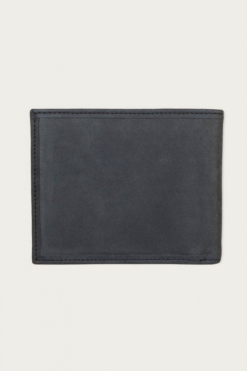 Lucky Brand Flag Embossed Leather Bifold Men's Wallet Black | South Africa-ZSX563472