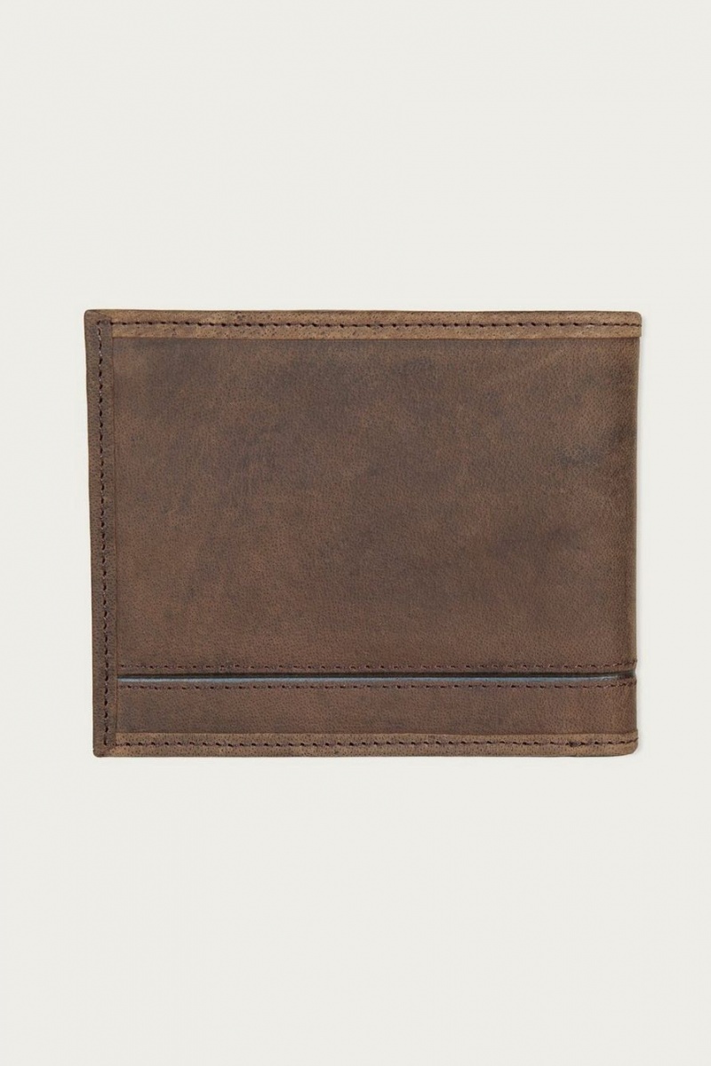 Lucky Brand Grooved Leather Bifold Men's Wallet Dark Brown | South Africa-AOX693051