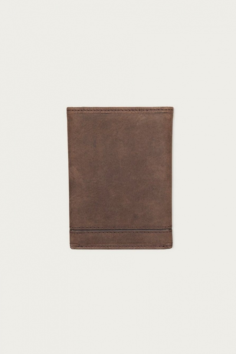 Lucky Brand Grooved Leather Trifold Men's Wallet Dark Brown | South Africa-IEA680543