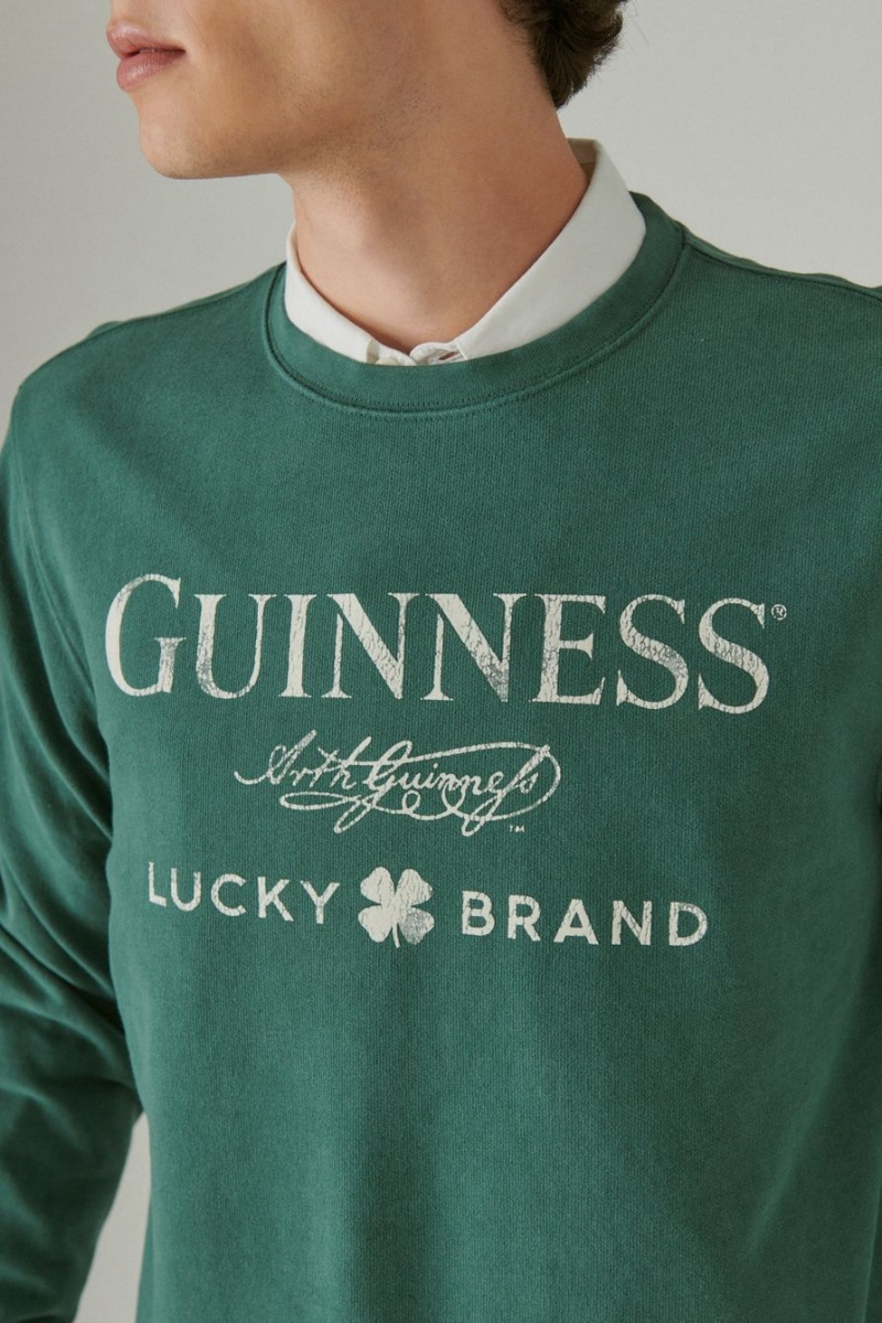 Lucky Brand Guinness Logo Crewneck Men's Pullover Deep Green | South Africa-IOP124087