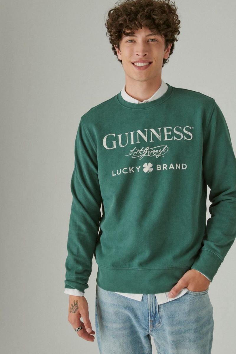 Lucky Brand Guinness Logo Crewneck Men\'s Pullover Deep Green | South Africa-IOP124087