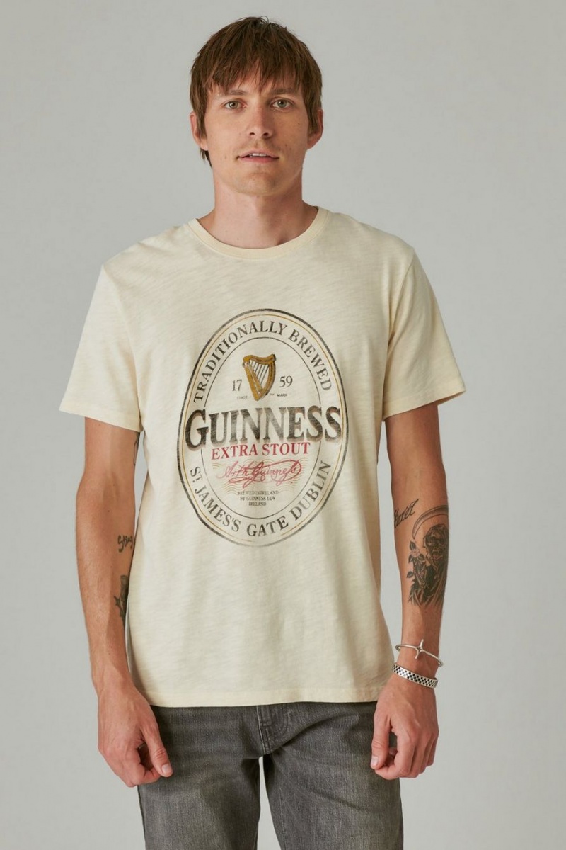 Lucky Brand Guinness Oval Men\'s T-Shirts Cream | South Africa-OHY516749