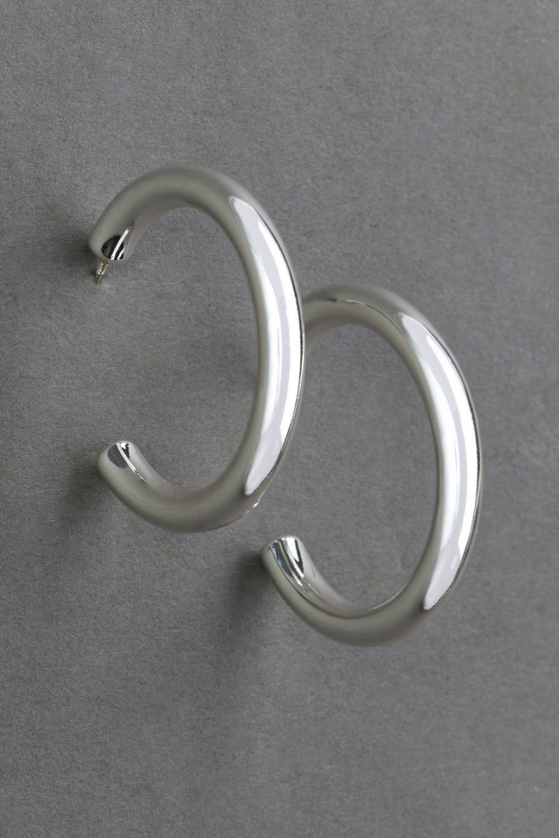 Lucky Brand High Shine Hoop Women\'s Earrings Silver | South Africa-DVJ653129