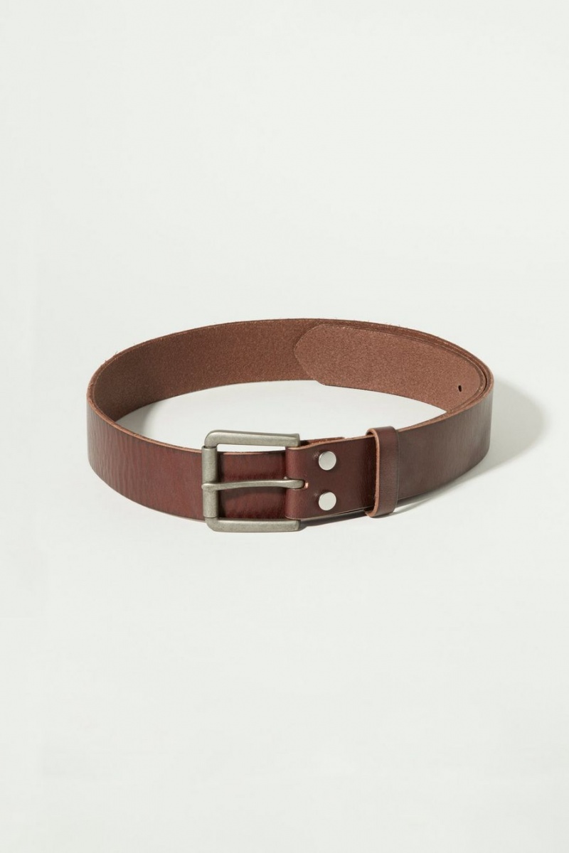 Lucky Brand Highland Leather Men's Belts Chocolate | South Africa-LGQ281345