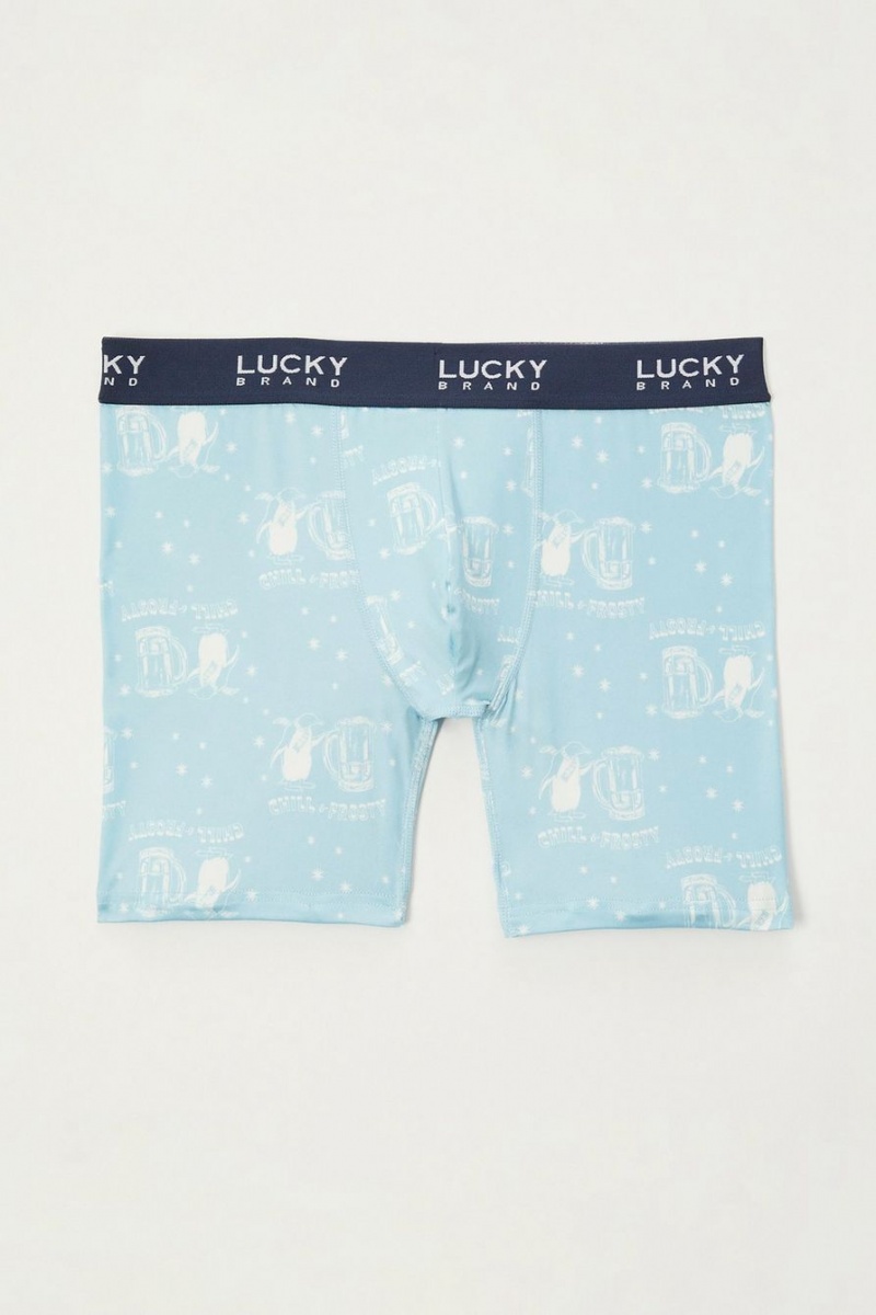 Lucky Brand Holiday Printed Gift Men\'s Briefs Light Blue | South Africa-OVH892314